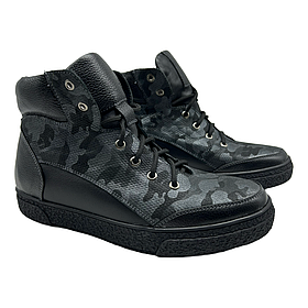 Черевики чоловічі шкіряні зі вставками на шнурівці на плоскій підошві “Style Shoes”