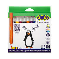 Фломастери брашеві, 12 кол., JUMBO, KIDS Line