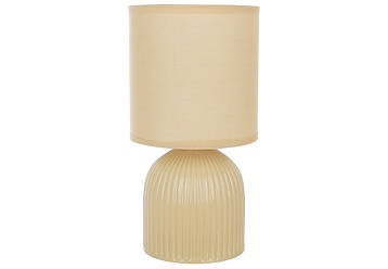 Лампа настільна 26 см з порцеляновою основою та тканинним абажуром, колір кремово-бежевий