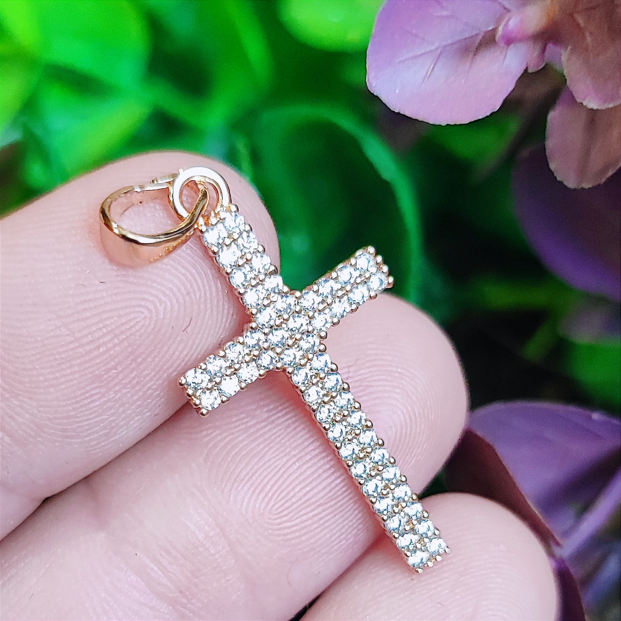 Хрестик Xuping Jewelry довжина з вушком 3.5см ширина 1.5см на ланцюжок до 4мм медичне золото  к382