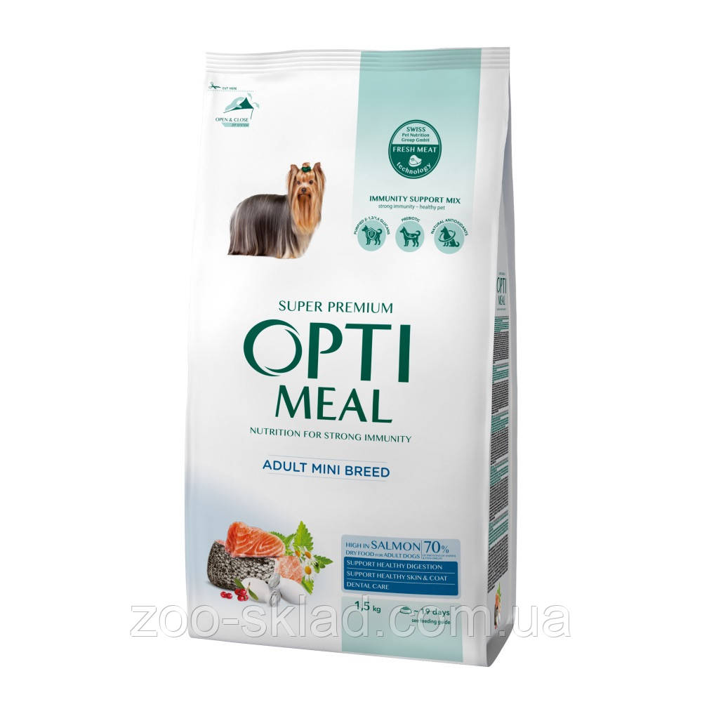 Optimeal DOG Adult Mini Breed Salmon для дорослих собак мініатюрних порід з високим вмістом лосося 1,5кг