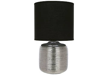 Лампа настільна 29 см Silver з порцеляновою основою та тканинним абажуром