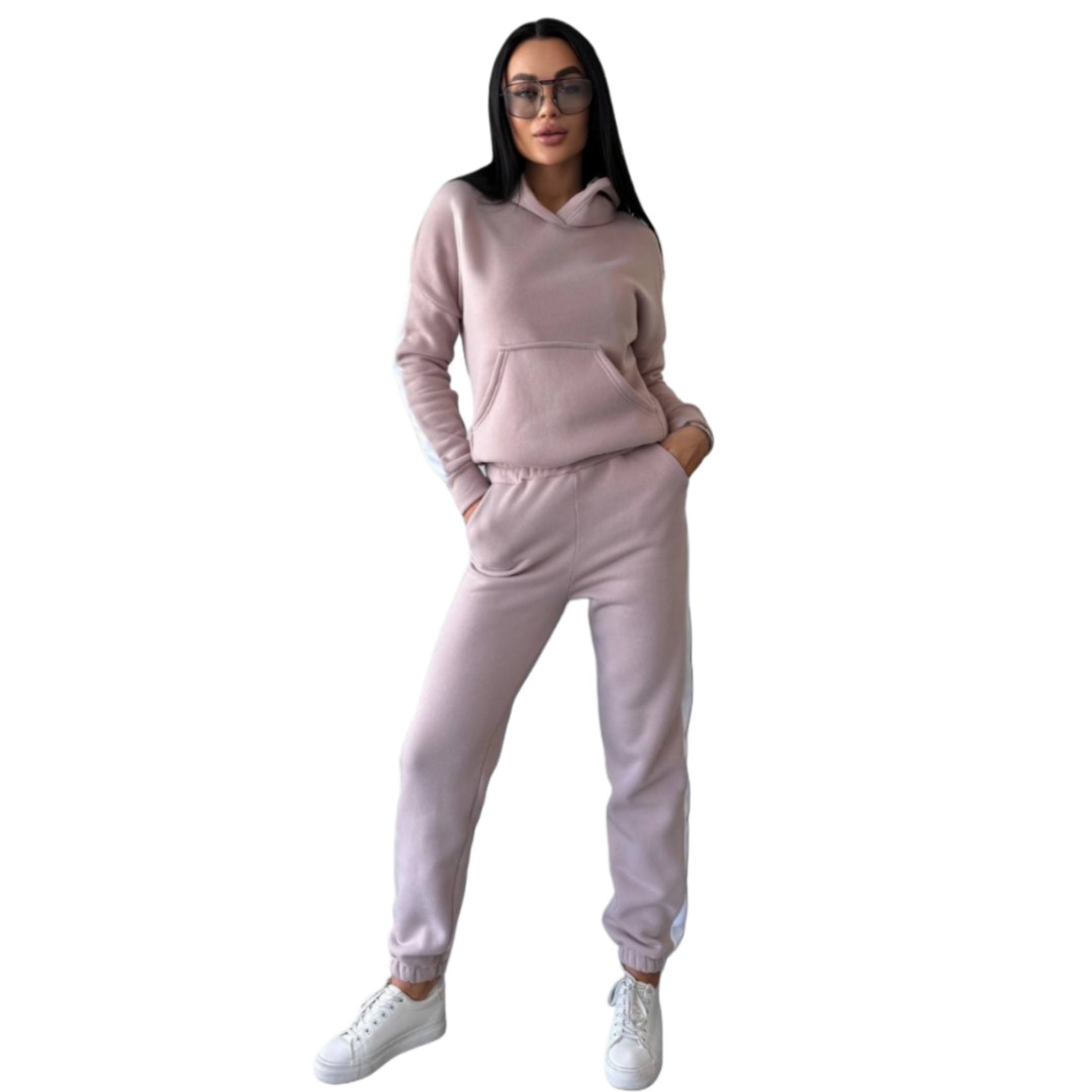 Костюм жіночий тринитка на флісі (штани та кофта) SUZ-597 (42 - 52 р.) Бежевий