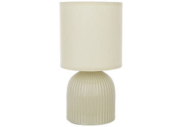 Лампа настільна 26 см з порцеляновою основою та тканинним абажуром, колір світло-оливковий