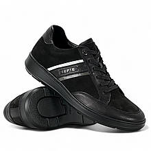 Кросівки чоловічі осінні Stepter (Україна) шкіряні(замша) чорні демі сезон 7952