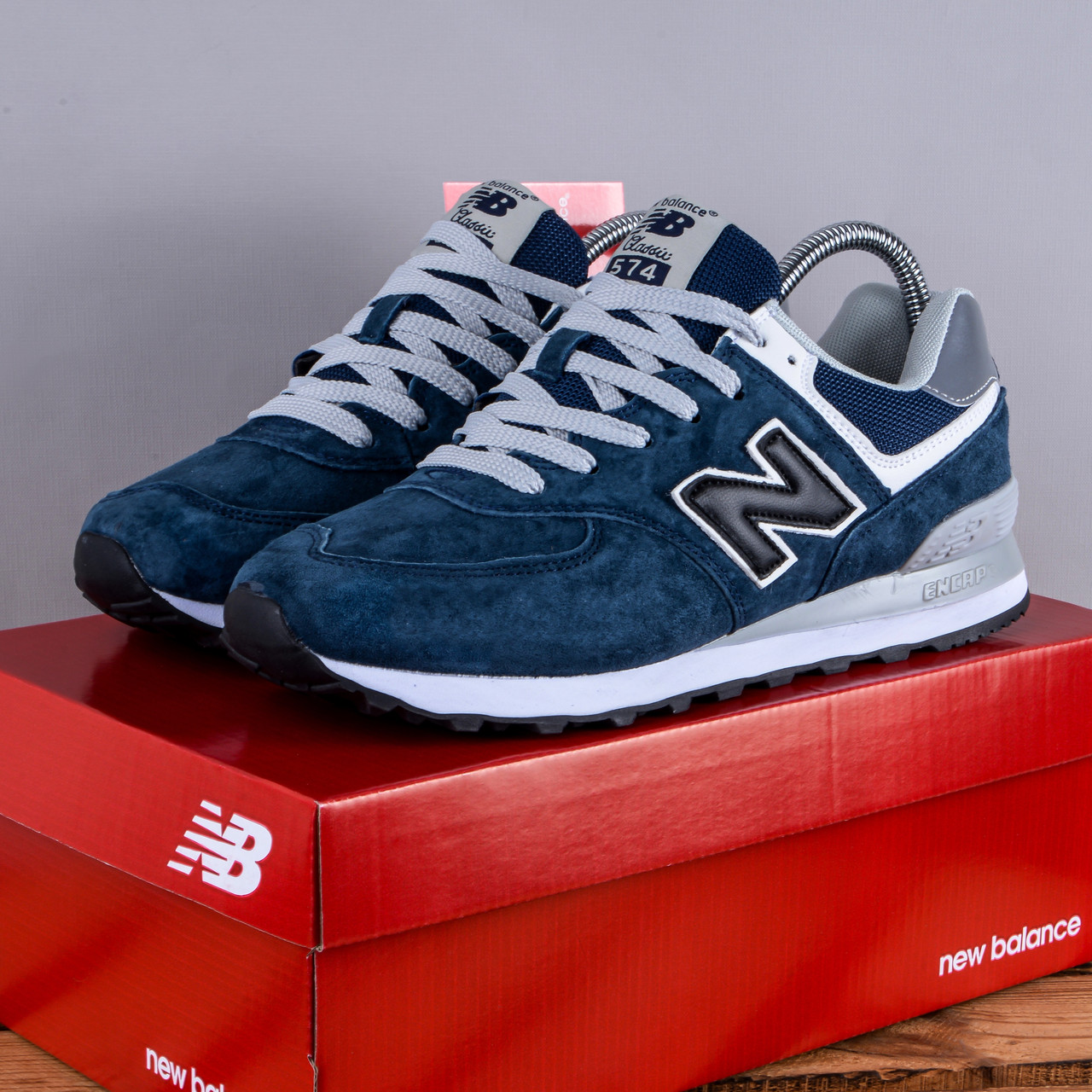 Кросівки New Balance 574 сині повністю замшеві закриті