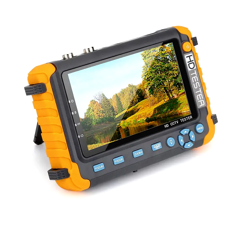 Тестовий монітор 5" Pomiacam 8W, тест камер до 8 Мп 4в1: AHD+TVI+CVI+CVBS, AV+HDMI+VGA+RJ45+RS485 входи