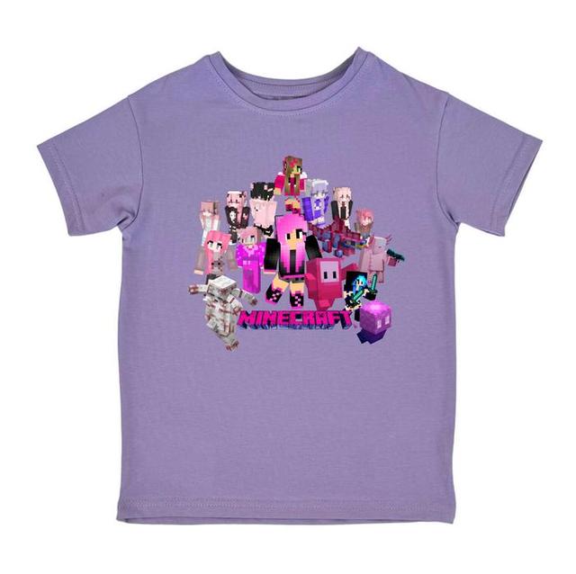 футболка Minecraft, детская футболка с принтом Minecraft, футболка для девочек Minecraft, одежда для детей Minecraft, футболка с персонажами Minecraft, футболка розовая Minecraft, Minecraft Pink Girls, футболка с логотипом Minecraft