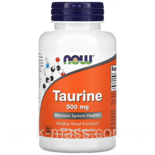 Таурин Now Taurine 500 мг 100 caps, фото 1