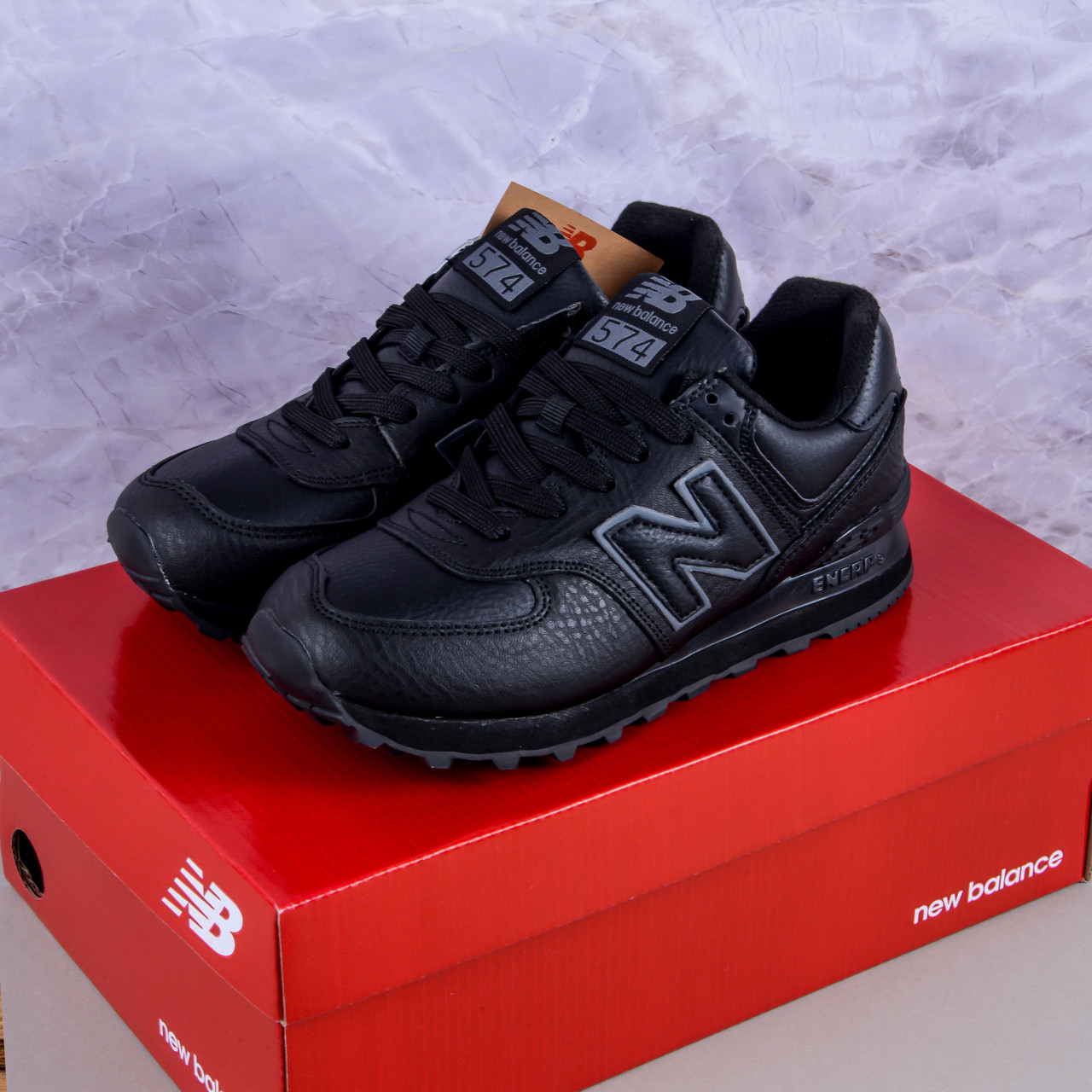 РОЗПРОДАЖ Кросівки New Balance 574 чорні шкіряні нб ню беленс, фото 1