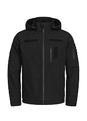 Куртка тактична чоловіча Softshell з капюшоном чорна