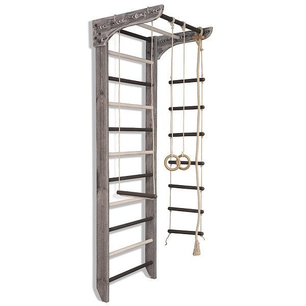 Дитячий кольоровий спортивний куточок «Kinder Loft & White 2-220» із мотузковим набором ТМ "SportBaby" (220х80 см), фото 1