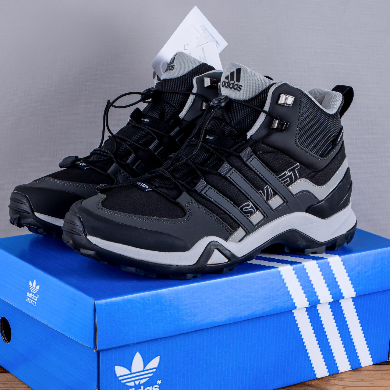 РОЗПРОДАЖ!! Зимові Черевики Adidas Terrex Чоловічі Кросівки чорні з сірим