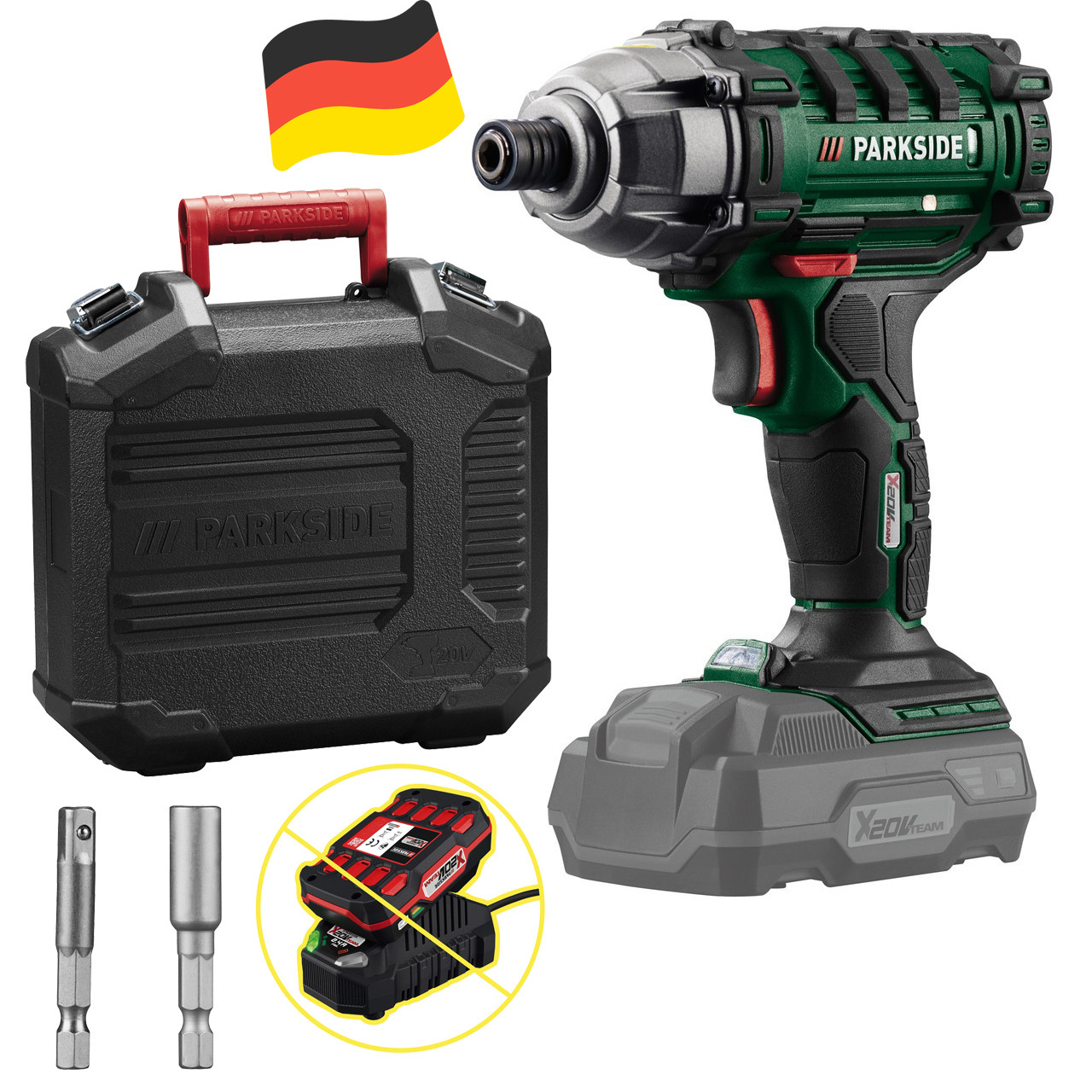 Акумуляторний ударний гайковерт PARKSIDE PDSSA 20-Li B2 без акумулятора та зарядного (20 В, 180 Нм, Німеччина), фото 1