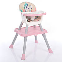 Стілець-трансформер для годування рожевий багатофункціональний для дітей з регулюванням висоти BZN