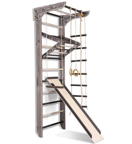 Спортивний куточок «Kinder Loft & White 3-240» з рукоходом і дошкою для преса ТМ "SportBaby" (240х80 см), фото 1