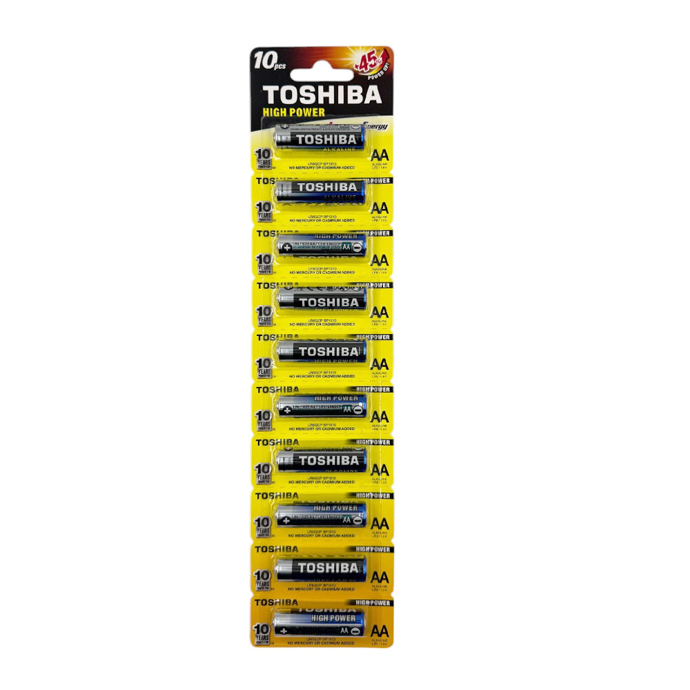 Батарейки AA (LR6) Toshiba High Power Alkaline (1.5v) 10шт, фото 1