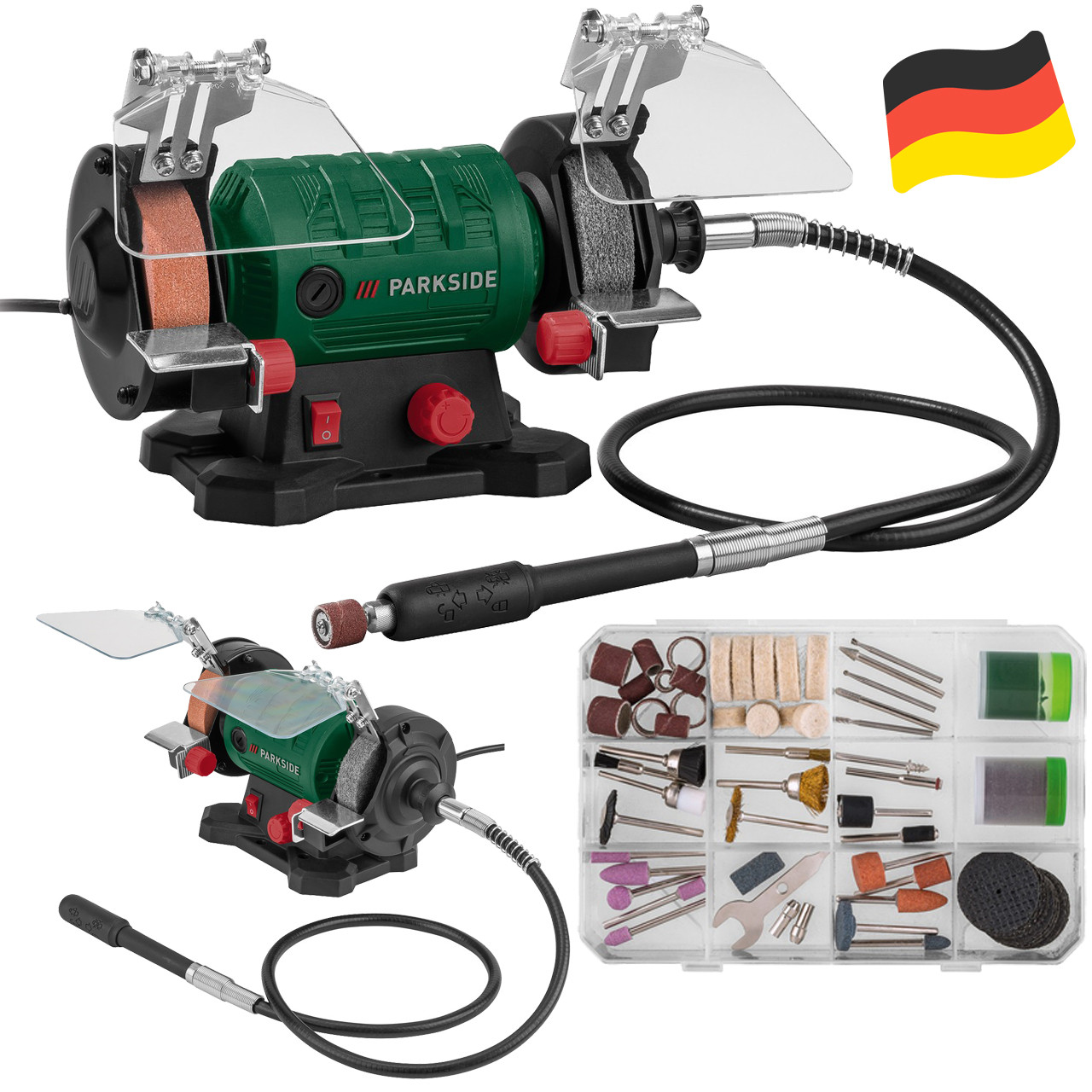 Точильно шліфувальний верстат PARKSIDE PDFW 120 B3 з гнучким валом (120 Вт, +103 аксесуара, Німеччина), фото 1