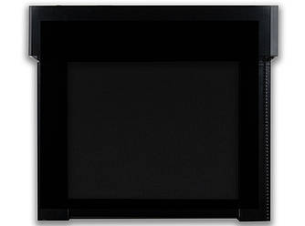 Тканинний ролет у квадратному коробі з боковими планками, для середніх та великих вікон, Тканина чорного кольору