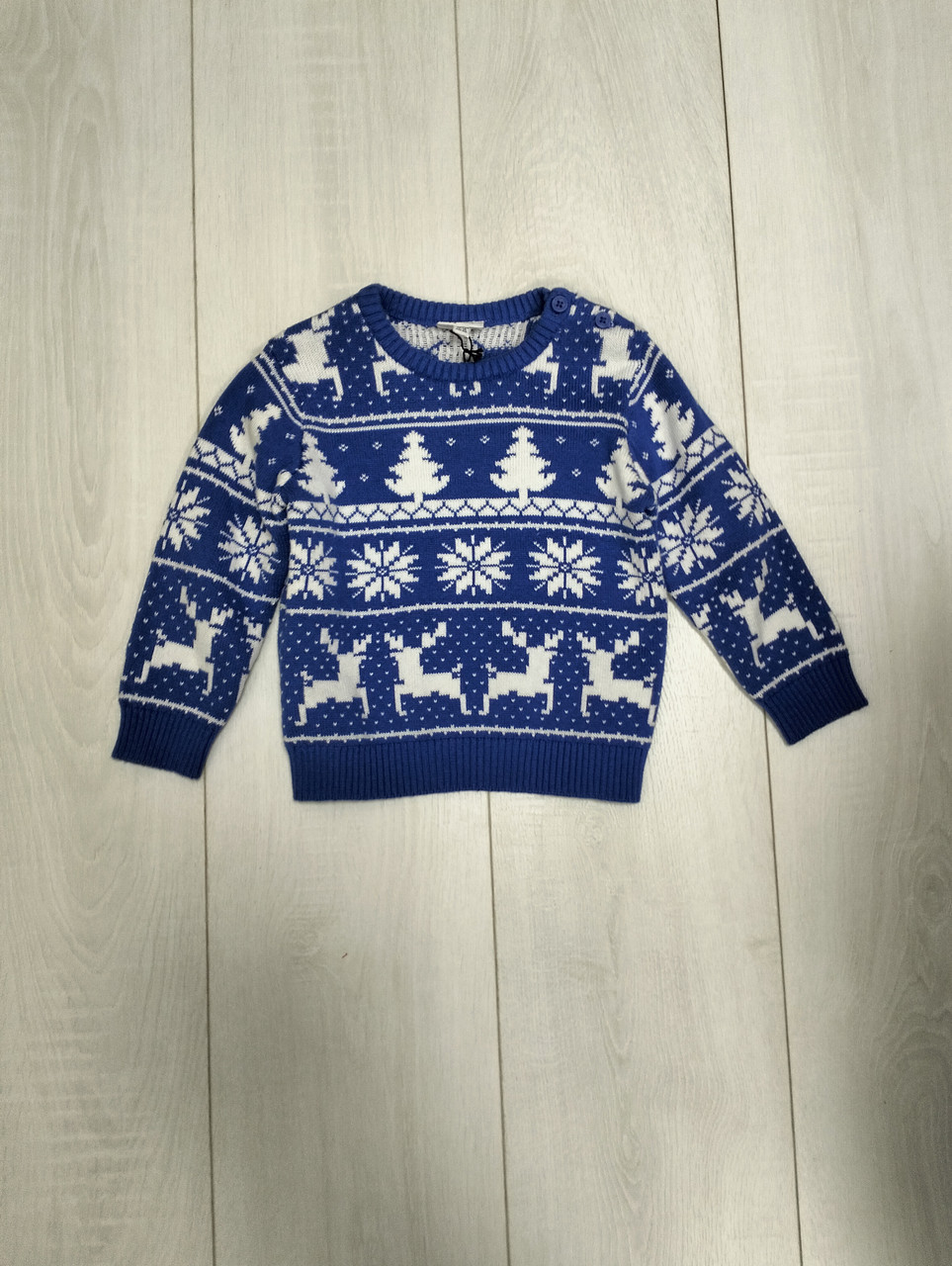 Светр новорічний синій Ovs 80см, фото 1