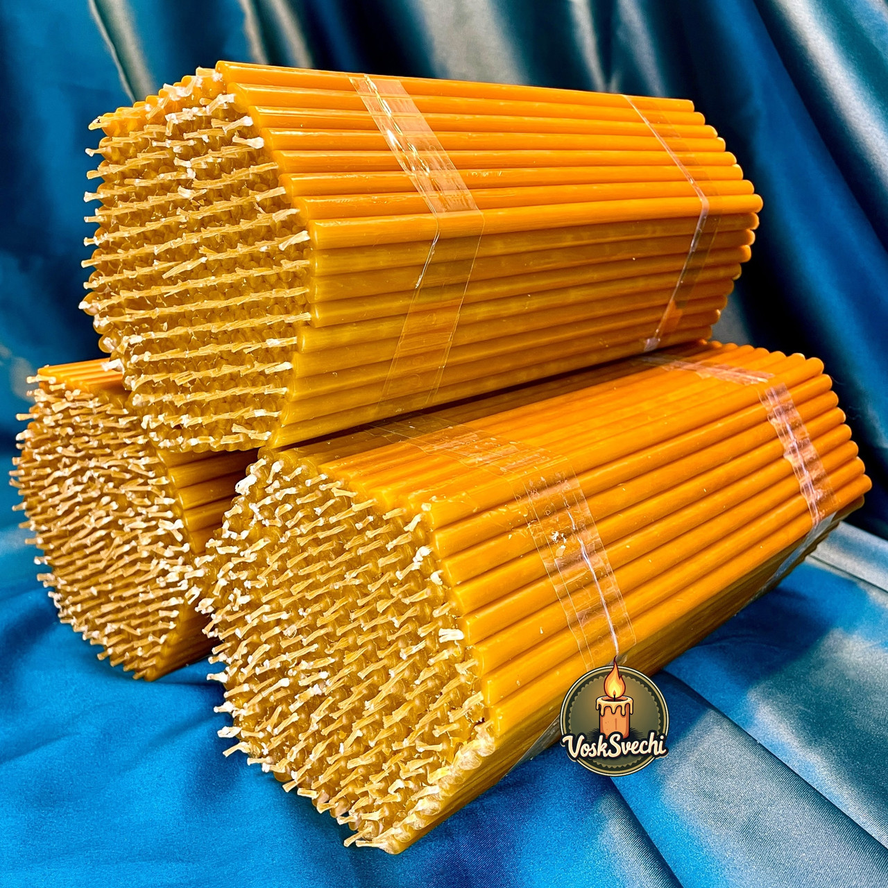 Набір із 3 упаковок середніх стандартних воскових свічок (200 шт. в уп.) для дому та молитви з медовим ароматом, фото 1