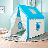 Будиночок для дітей, дитячий намет із тканини, БЛАКИТНИЙ, 130х100х130 см, фото 2