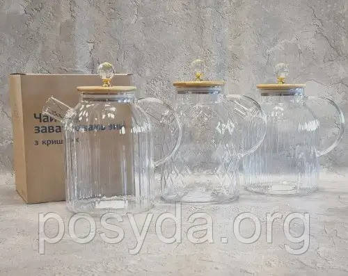 Чайник заварник із бамбуковою кришкою SNT 1600 мл Літроне 32236, фото 1