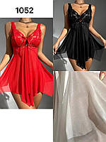 Прозорий жіночий пеньюар з трусиками-стрінги S/M 3 кольори