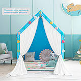 Будиночок для дітей, дитячий намет із тканини, БЛАКИТНИЙ, 130х100х130 см, фото 3