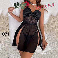 Прозорий жіночий пеньюар з трусиками-стрінги S/M 3 кольори