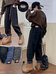 Стильні модні джинси утеплені з високою посадкою унісекс у чорному кольорі у 28 і 32 розмірі