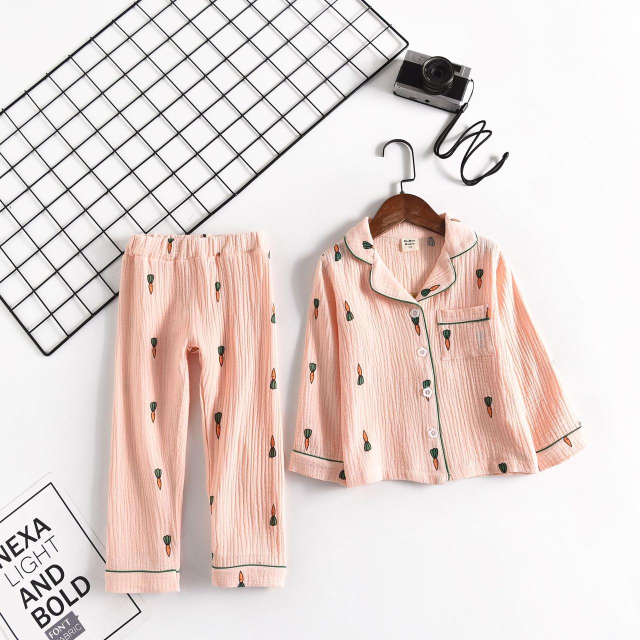 Піжама дитяча муслінова з довгим рукавом для дівчинки, фото 1