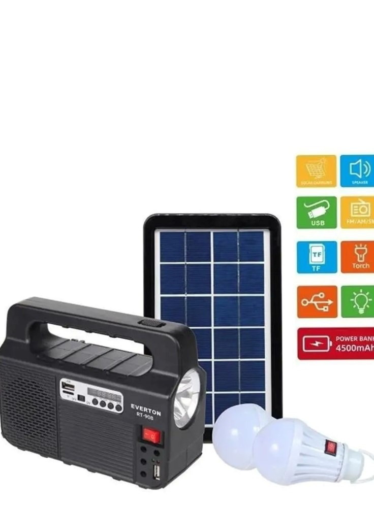 Потужна сонячна станція Solar100 W і 2 лампи, похідний похідний ліхтар повербанк Радіо Bluetooth