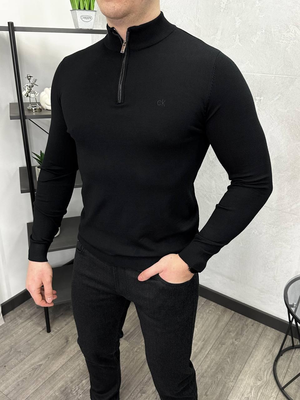 Чоловіча кофта поло Calvin Klein H4938 чорна на блискавці XXL, фото 1