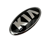 Логотип емблема KIA 130×65 мм Чорний фон, хромована окантовка. Легке встановлення на капот чи багажник