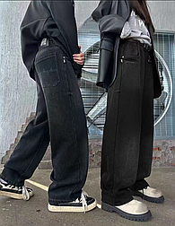 Дитячі джинси на високій посадці утеплені в чорному кольорі на дитину унісекс в 33 і 34 розмірі