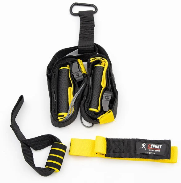 Тренувальні петлі TRX для кросфіту тренажер для фітнесу та турніка OSPORT Pro FI-0037-1 Чорно-жовтий