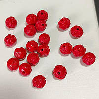 Бусини лотос смола 10 мм 20 шт. червоний