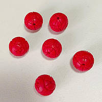 Бусини, смола, червоні, 14х14 мм, (6 шт.)