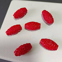 Бусини, смола, червоні, 23х14 мм, (6 шт.)