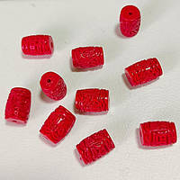 Бусини бочечка 12х8 мм 12 шт. смола червоний