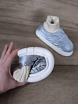 Дутики уги СІРНІ високі з НІКОСОМ на білій підошві жіночі без застібки непромокальні зимові, фото 5