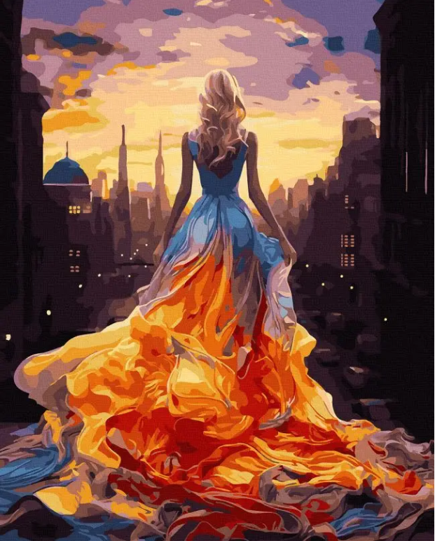 Картина за номерами У платті 40х50см Rainbow Art GX47384 Забарвлення за цифрами на полотні для дорослих, фото 1