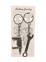 Брелок подвійний "Інструменти", металевий, Брелок парный "Дрель и ключ", фото 2