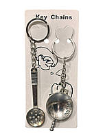 Брелок подвійний "Сковорідка і лопатка", металевий, Брелок парный "I love you", фото 2