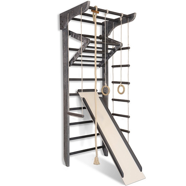 Спортивний куточок «Kinder Loft 3-240» сірий з рукоходом і дошкою для преса ТМ "SportBaby" (240х80 см), фото 1