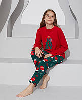 Дитячий флісовий домашній костюм флісова піжама тепла червона 4-15 років