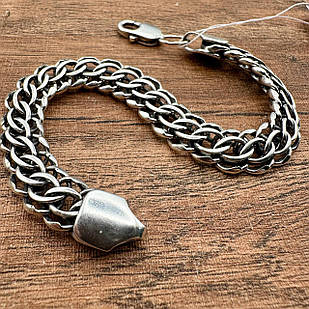 Срібний масивний чоловічий браслет плетіння пітон срібло 925 проби чорнене 11 мм ширина