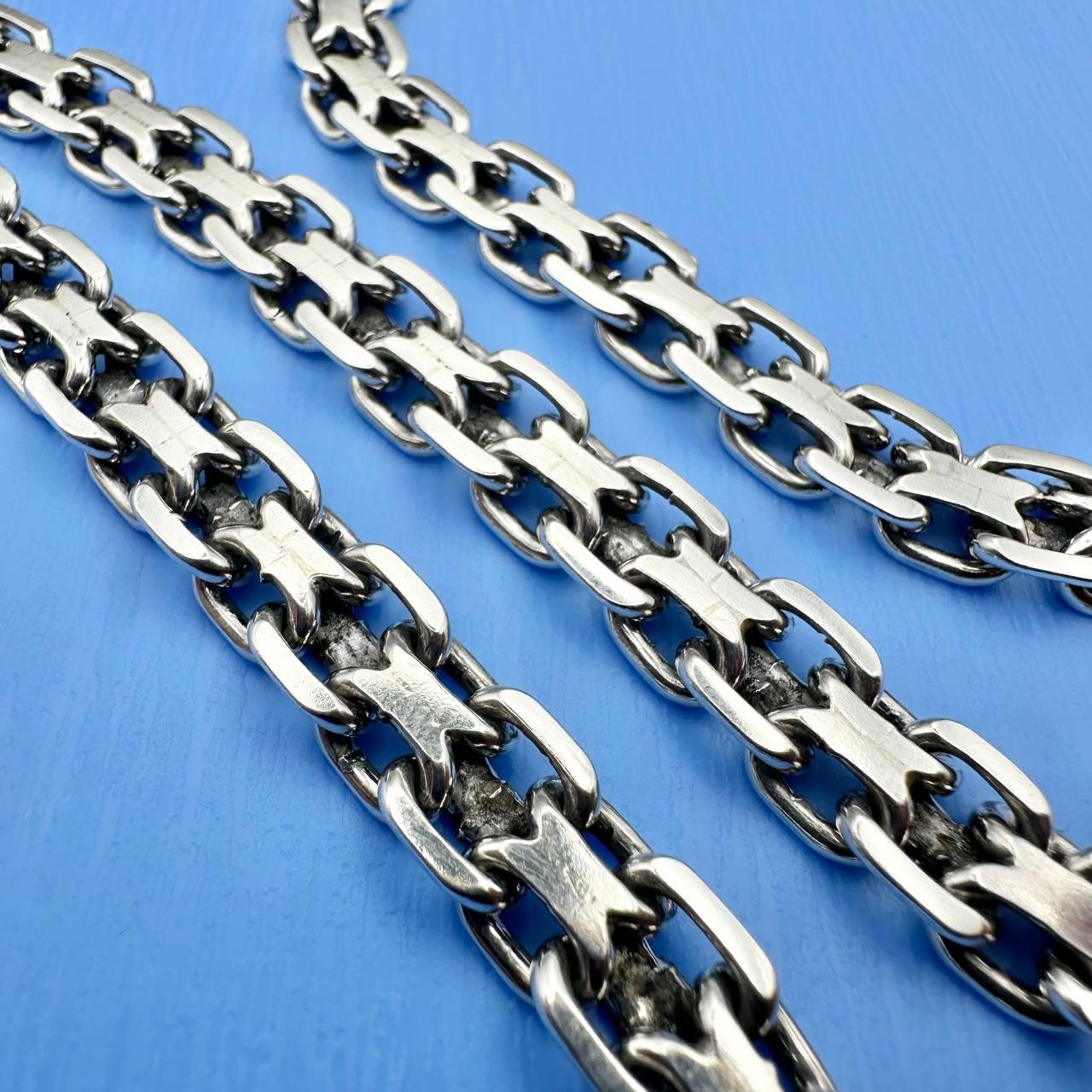 Мужская массивная цепочка двойной якорь 925 проба с чернением от компании Sriblo Ukraine