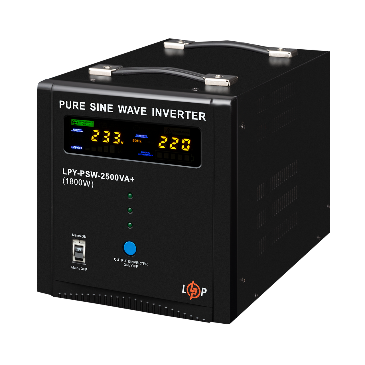 ДБЖ LogicPower LPY-PSW-2500VA+ 1800 Вт 24 В з правильною синусоїдою для котлів насосів і серверів